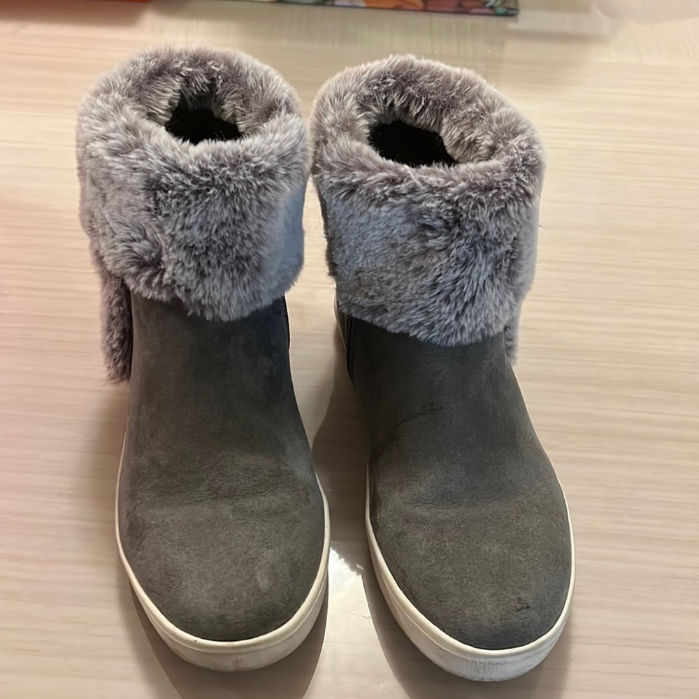 Girls' grey cozy low boots 3M